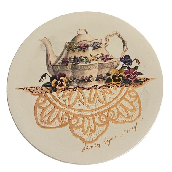 VTG CoasterStone Sandstone Coasters Victorian Teapots  4 Assorted Coasters NIB - Picture 5 of 10